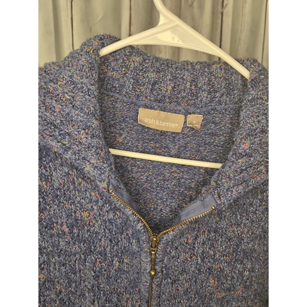 Men's Blue Marbled Full Zip Cardigan Long Sleeve Sweater Sz Small Cabincore Knit